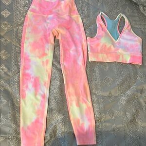 Pink and Yellow Tie-Dye Activewear Set